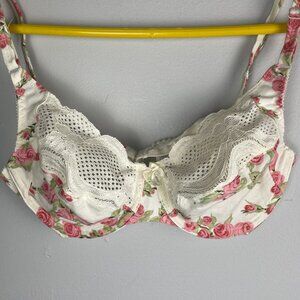 Warner's Bra White Pink Roses Size 34C